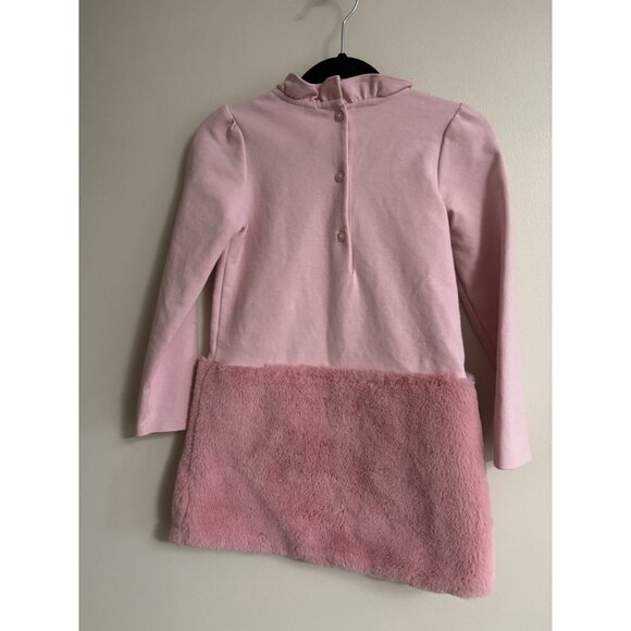 Janie & Jack Faux Fur Dropwaist Ponte Dress Pink Girls Kids Size 5 - Picture 5 of 7